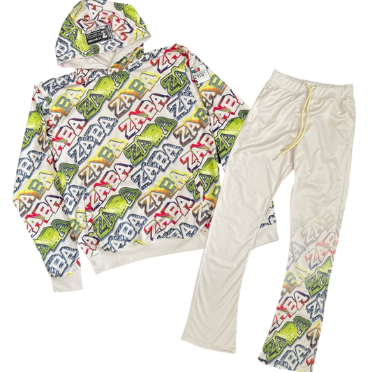 ZABA PATTERN HOODIE/FLARE PANTS SET